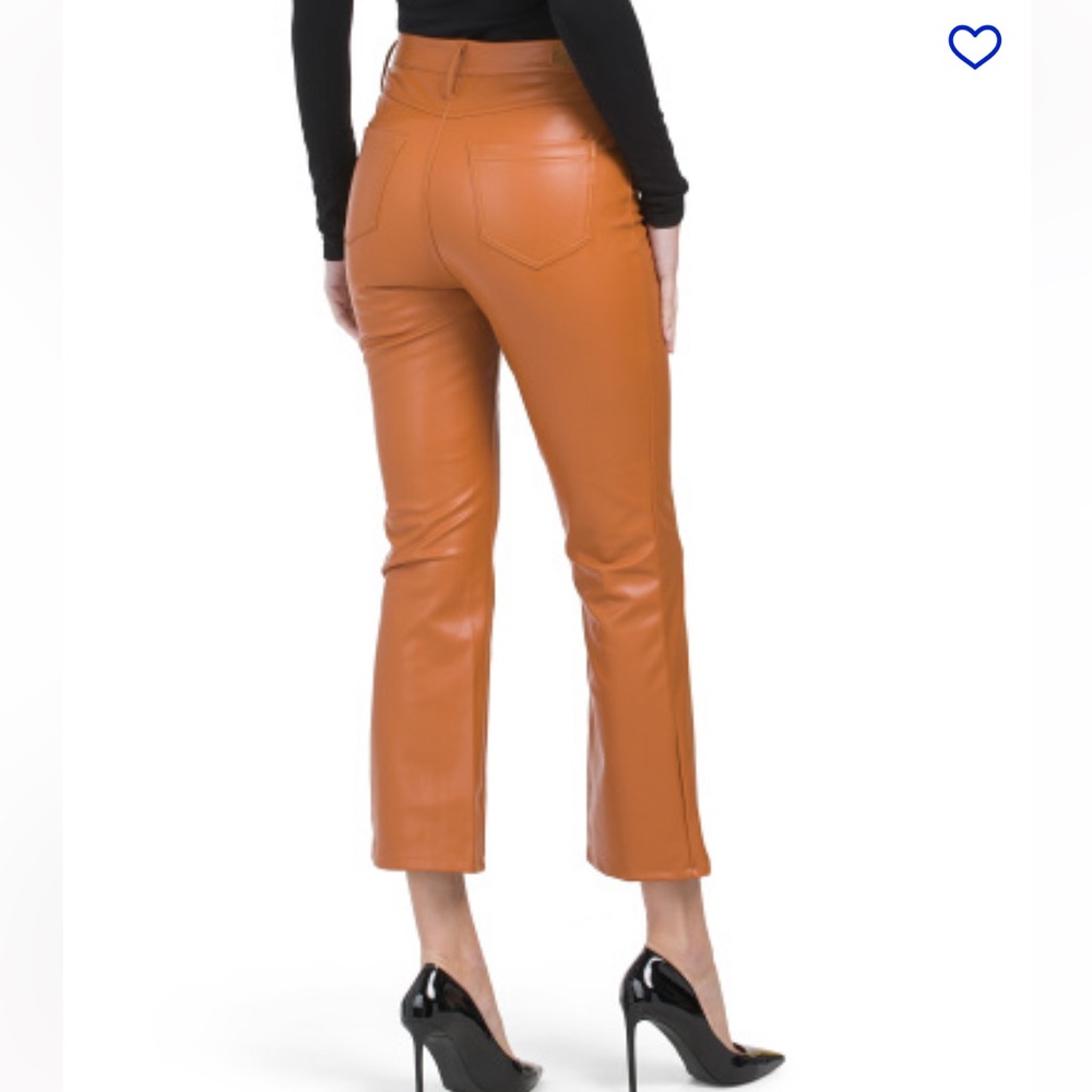 NWT $69 SEVEN7 stretch vegan leather cropped pants size 12 walnut brown